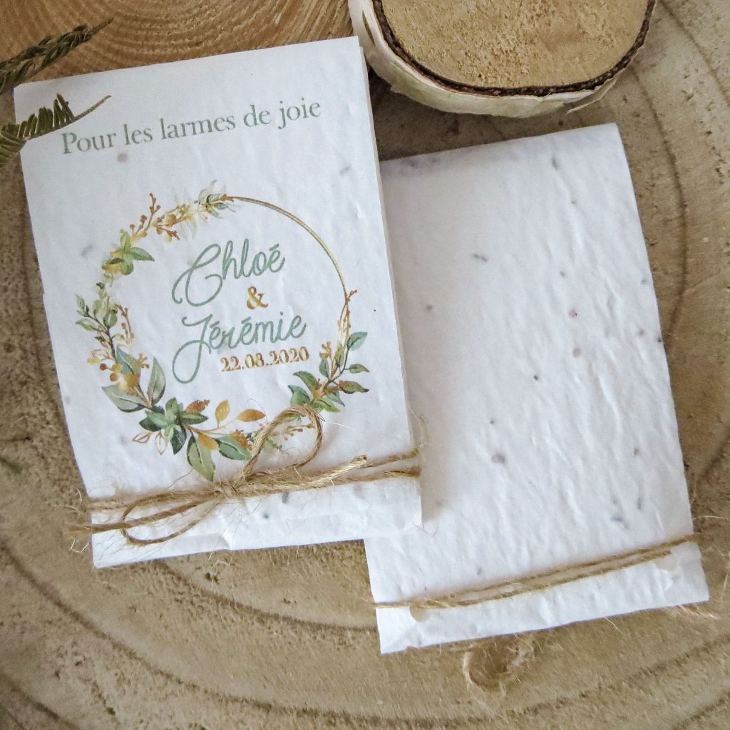 mouchoir pour les larmes de joie papier ensemencé