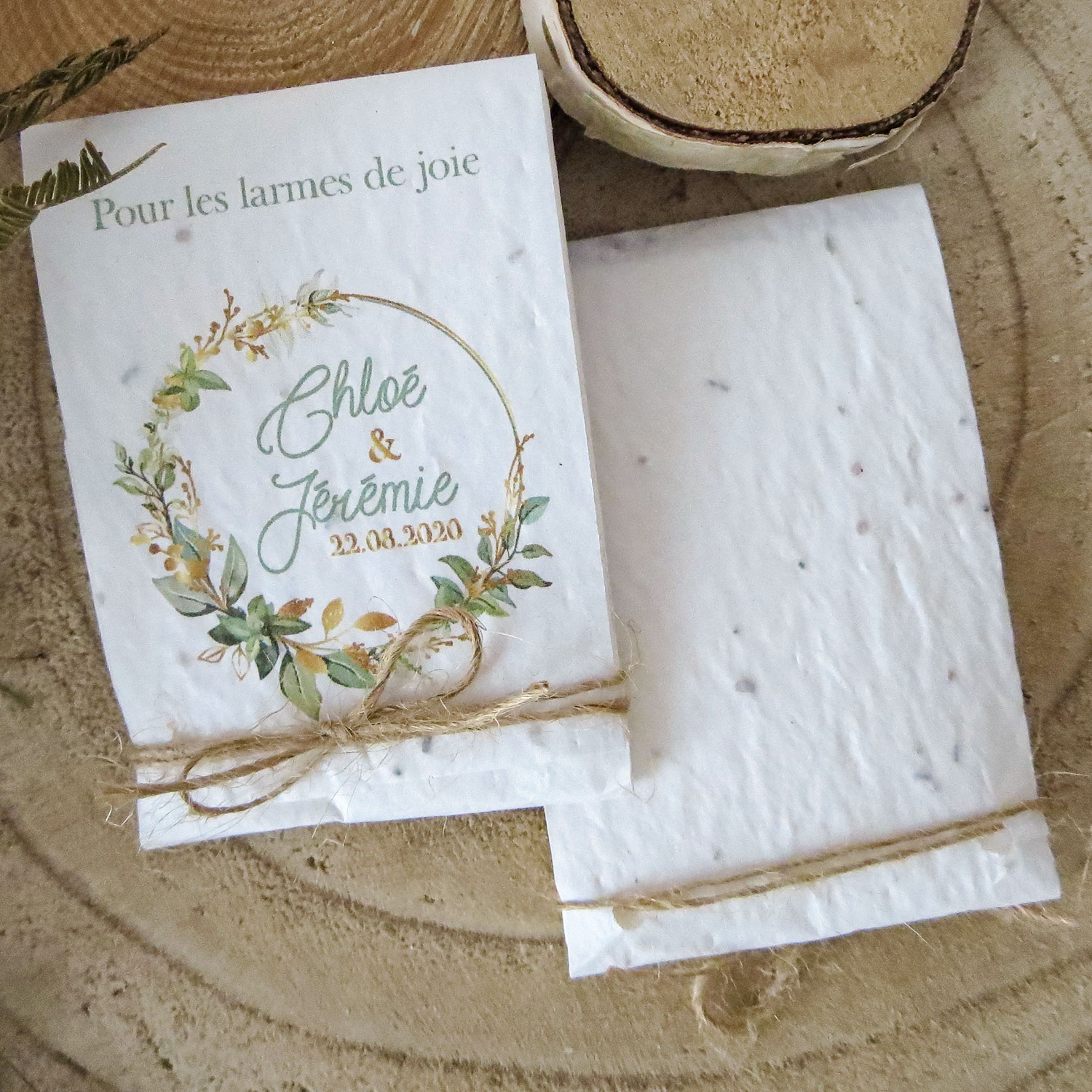 mouchoir pour les larmes de joie papier ensemencé