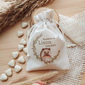 pochon en coton à personnaliser thème animaux de la forêt